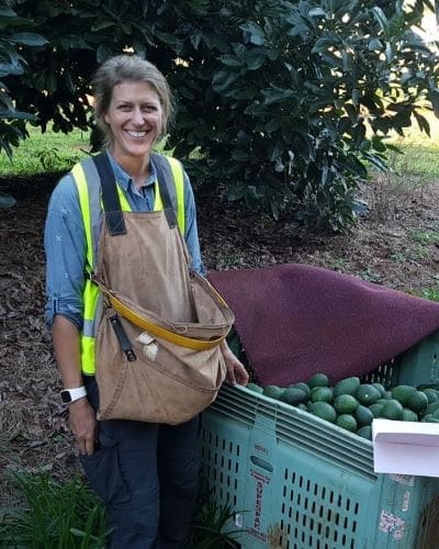 Dr Wiebke Kämper in Australia with avocados