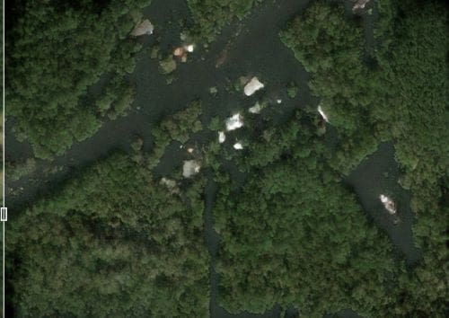 Re-creation of an aerial image of a flooding from the AI application used in the investigation (science)