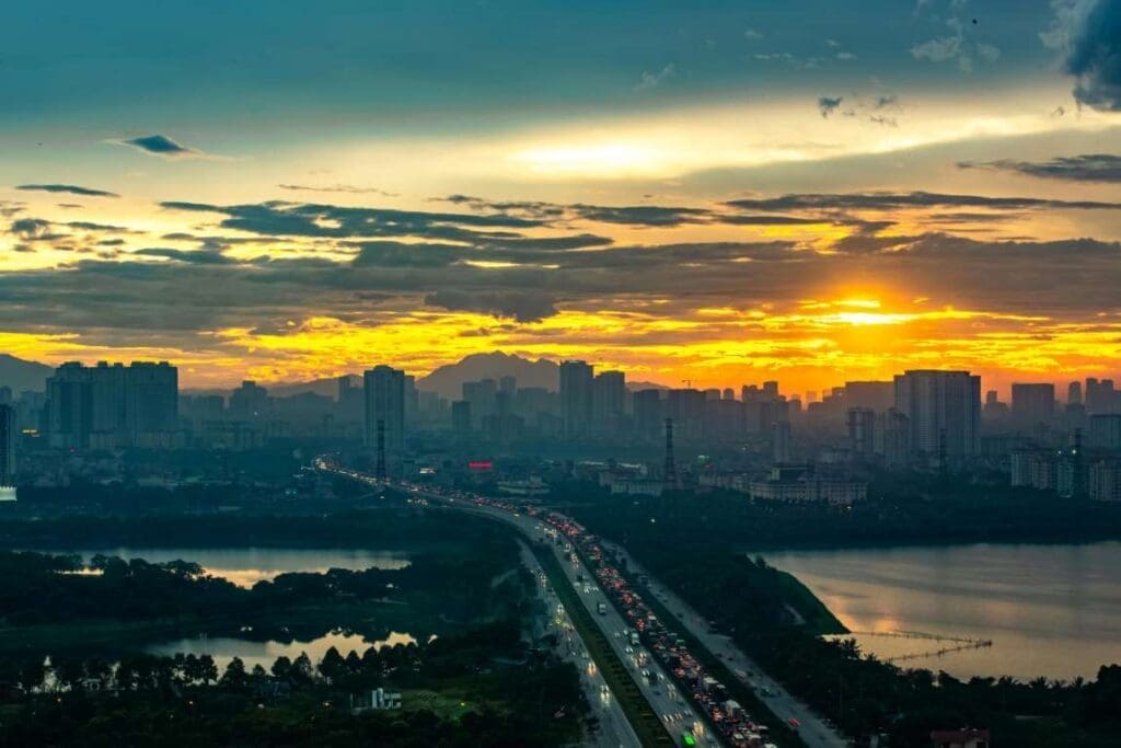 Vietnam's capital blanketed by toxic smog Aerial photo of Hanoi, Vietnam