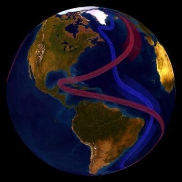 Ocean Circulation: This illustration is captured from a short video produced by NOAA Science on a Sphere (s. Atlantic Ocean Circulation)