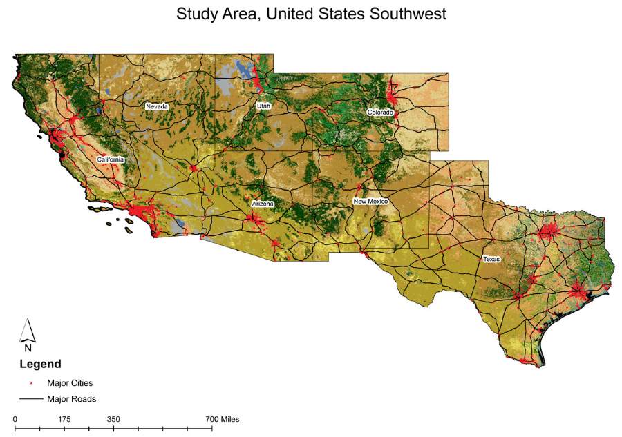 Map of United States Southwest -Research Area