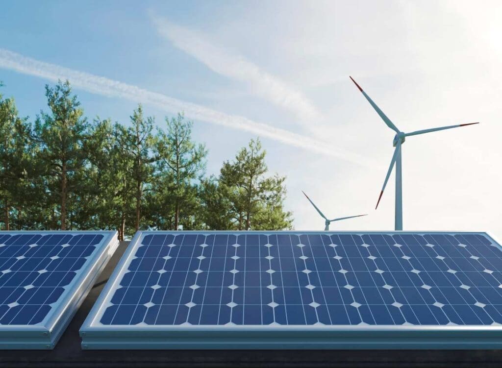 Pace of German emissions cuts slows in 2024: study 3d solar pannels and wind turbines