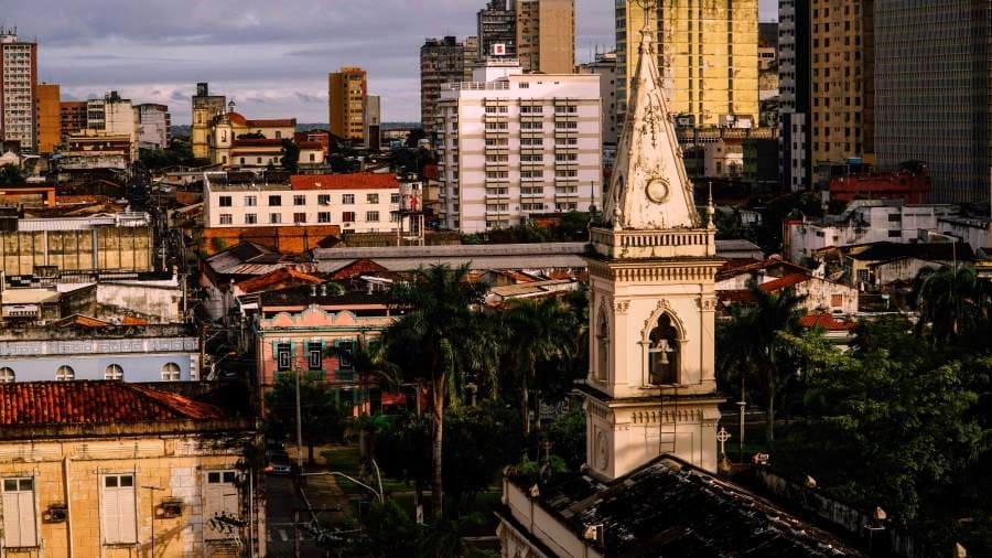 Image: Belém, PA, Brazil. Ornamental old church in city center. (s COP30, emissions, Amazon)