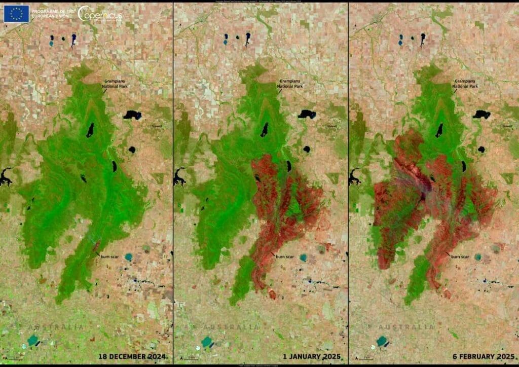 Satellite images: Expanding bushfire destruction in Grampians National Park, Australia