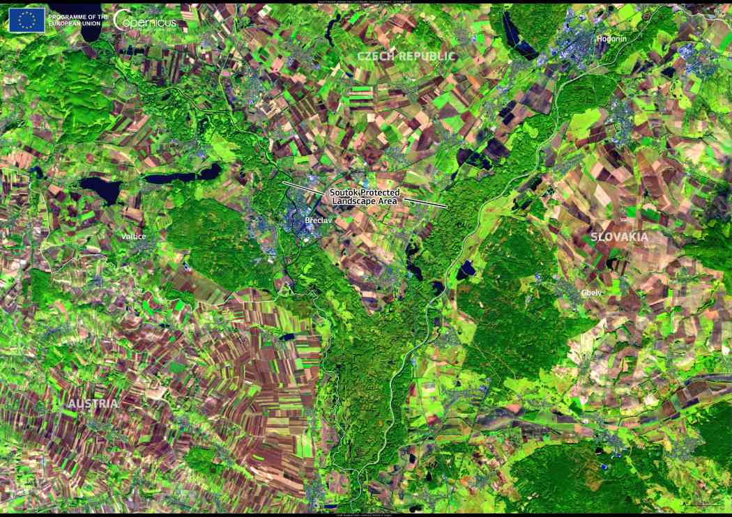 Satellite image: Czech Republic, Austria, Slovakia