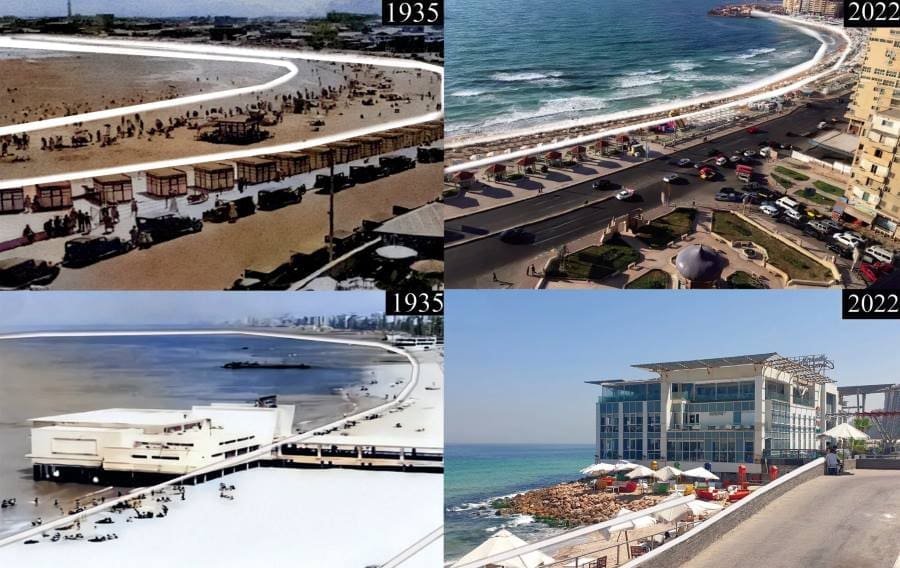 Image: Composite Alexandria's coastline, 1935-2022 (s. coastal erosion, climate, city)