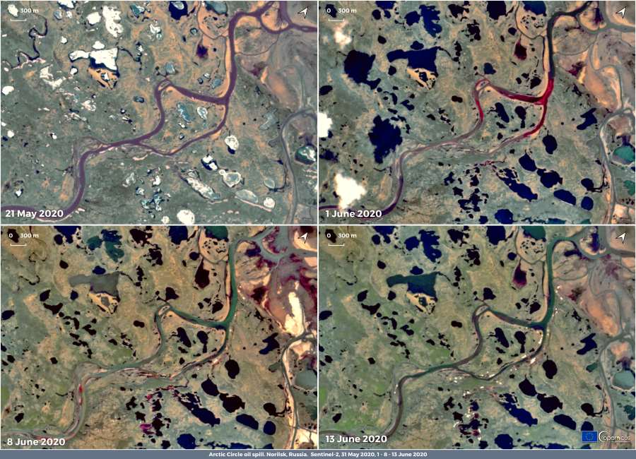 Satellite images: oil spill