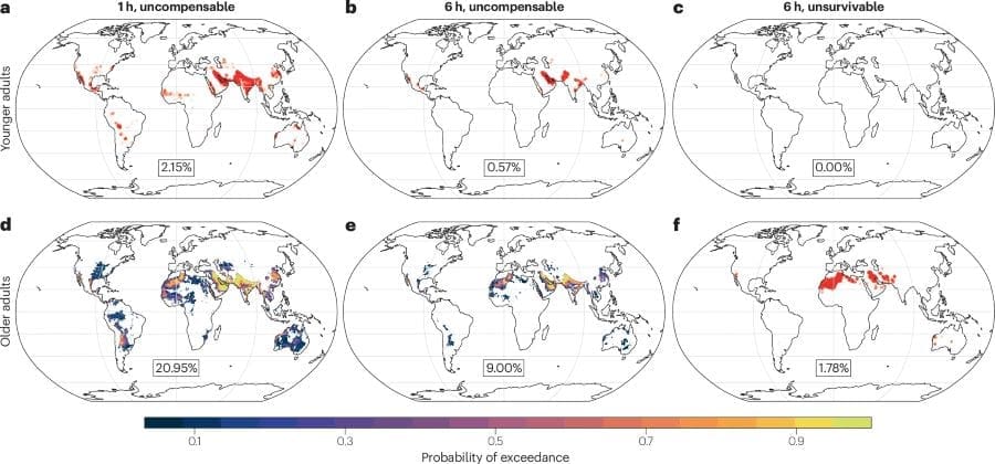 Just 0.5 °C more warming could triple extreme heat zones on Earth Observed crossing of uncompensable and unsurvivable thresholds (s. global warming)