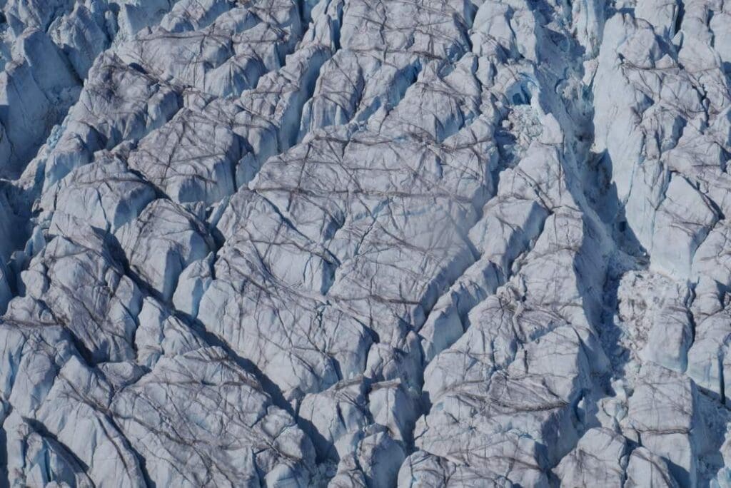 Image: Crevasses at Store Glacier, a marine-terminating outlet glacier of the western Greenland Ice Sheet