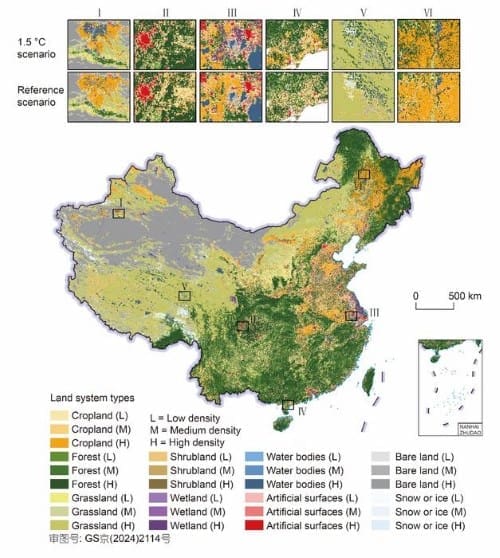 Image: China's land systems simulation map in 2100 (s. climate pledges)