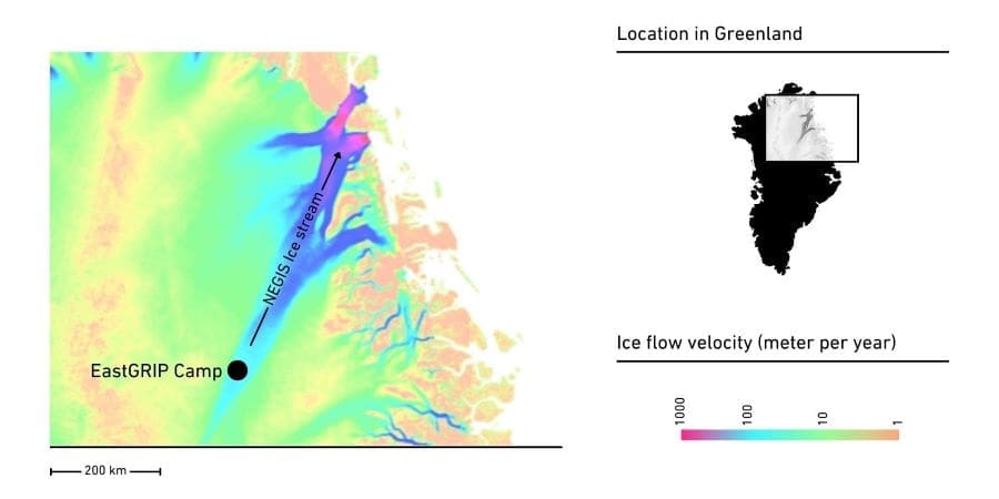 Map of the North East Greenland Ice Streams