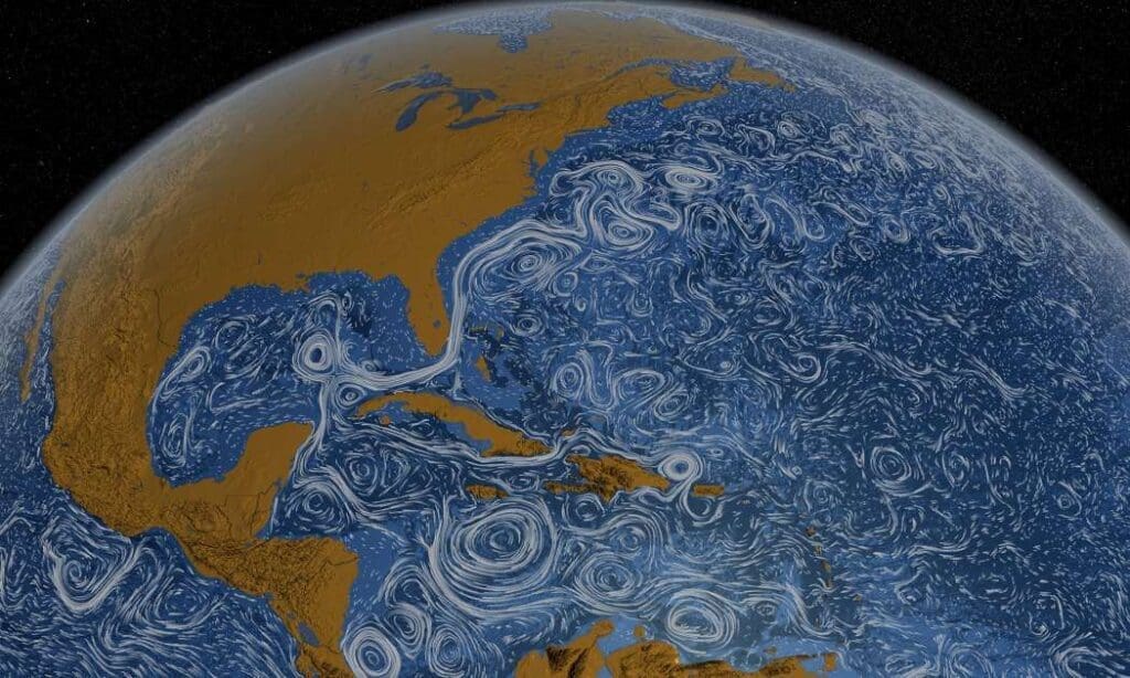 Winds and ocean eddies: a complex interaction shaping ocean weather Illustration: Swirling eddies (ocean’s swirling currents)