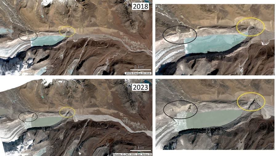 Pléides satellite images: South Lhonak Lake before and after the flood disaster (Himalaya) 