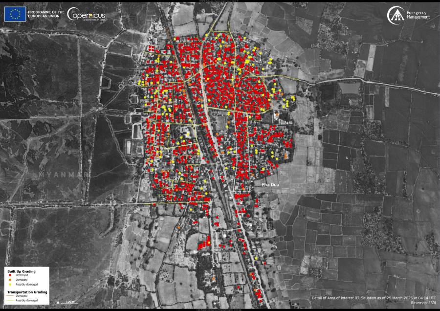 Satellite Image: Earthquake devastation in Myanmar