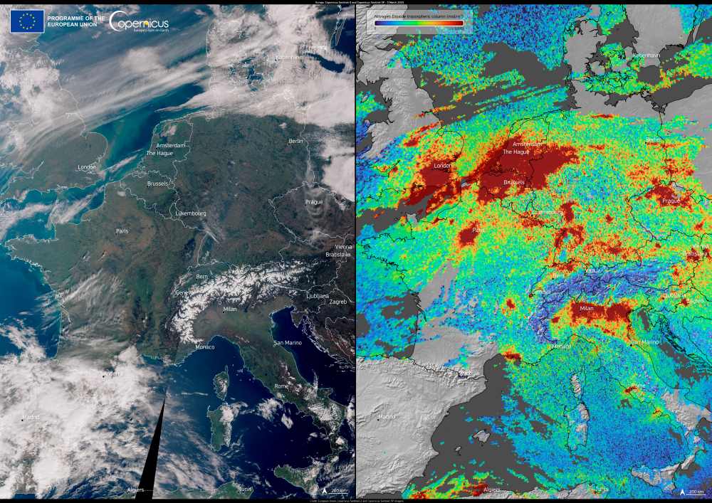 Image: Air quality patterns over parts of Europe