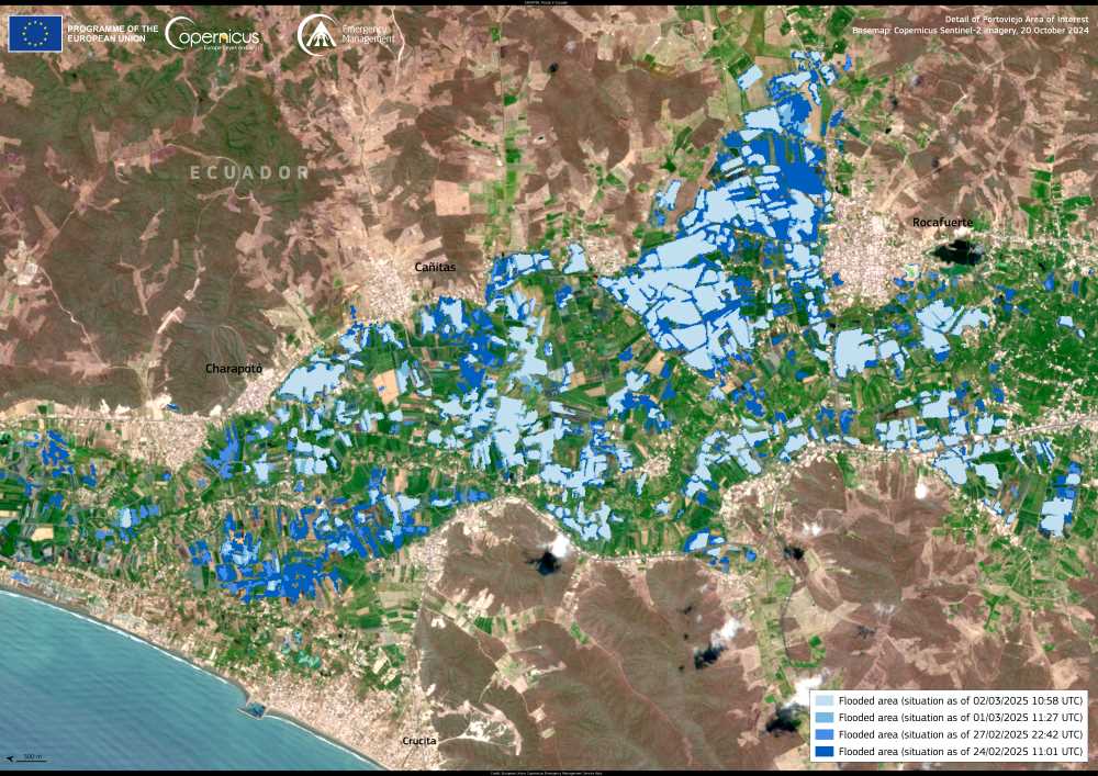 Satellite image: Flooding in Ecuador (24 Feb. - 2 March 2025)