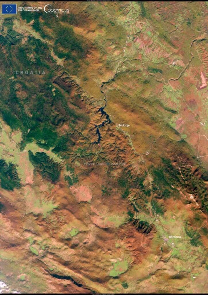 Satellite image: The Plitvice Lakes National Park, Croatia