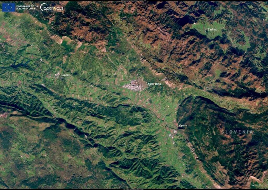 Satellite image: Vipava Valley, Slovenia (s. climate)