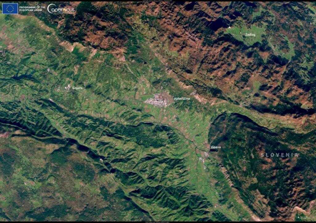 Satellite image: Vipava Valley, Slovenia