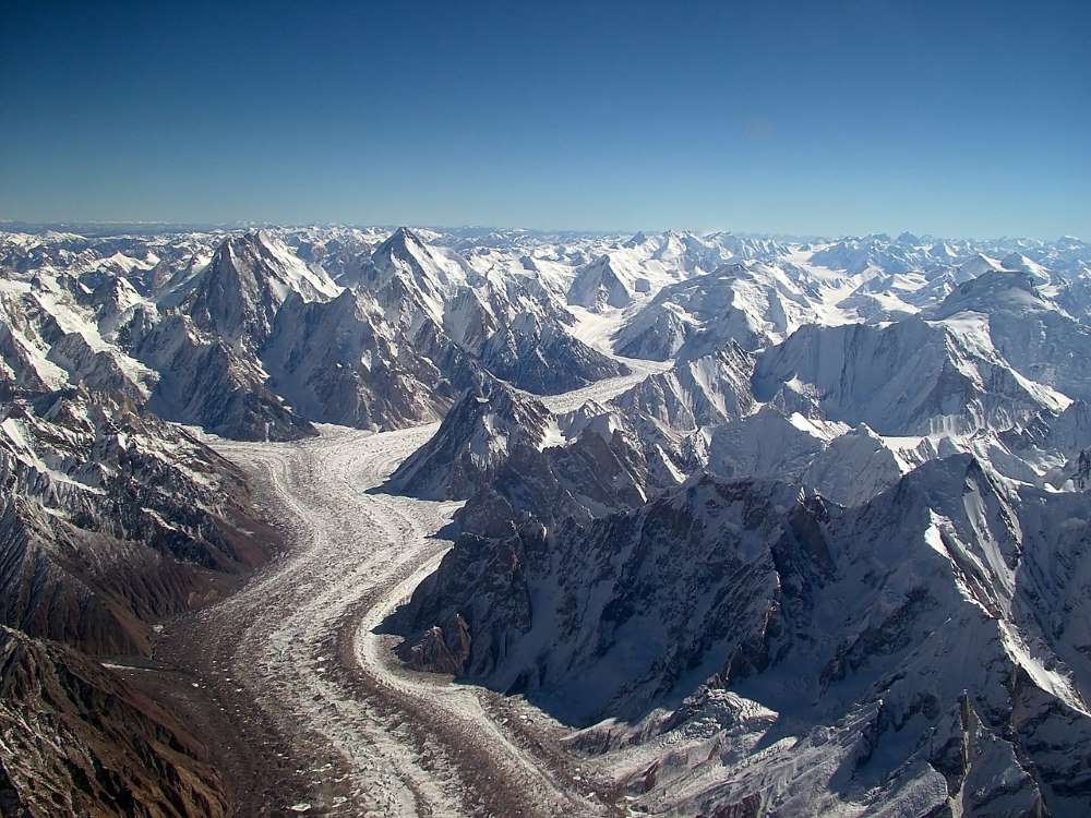 Image: Aerial View of the Baltoro Glacier (s. climate, global warming)