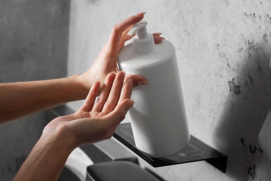 Image: Close up on hygienic hand washing