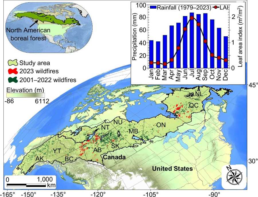 Image: The range of the Taiga in North America that occupies much of Canada and Alaska. (s. boreal forests, study)