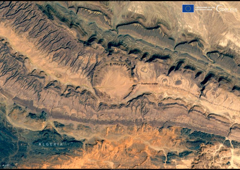 Satellite Image: The Ouarkziz crater, Algeria