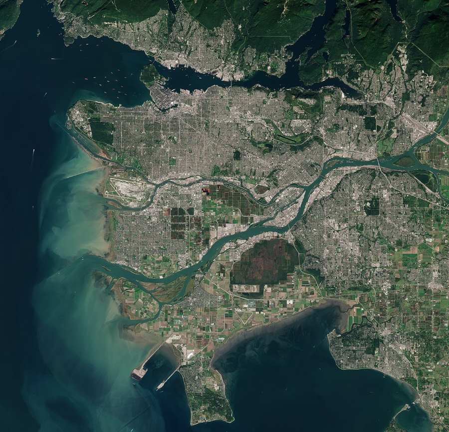 Satellite Image: Metro Vancouver, Canada (s. climate change, heatwave)