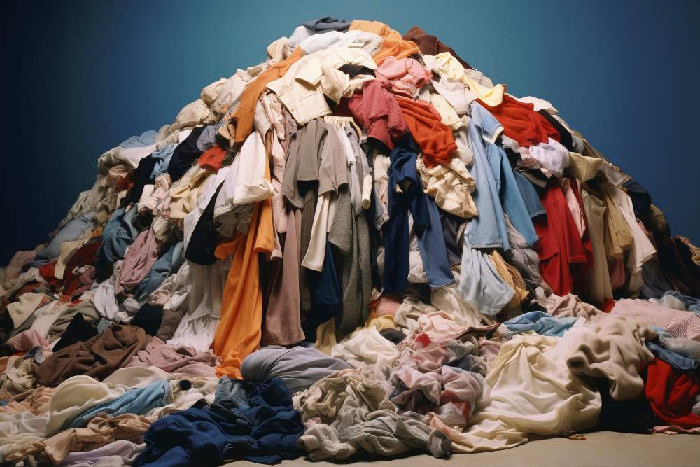 Image: Fast fashion concept with piles of clothes (AI Gen.)