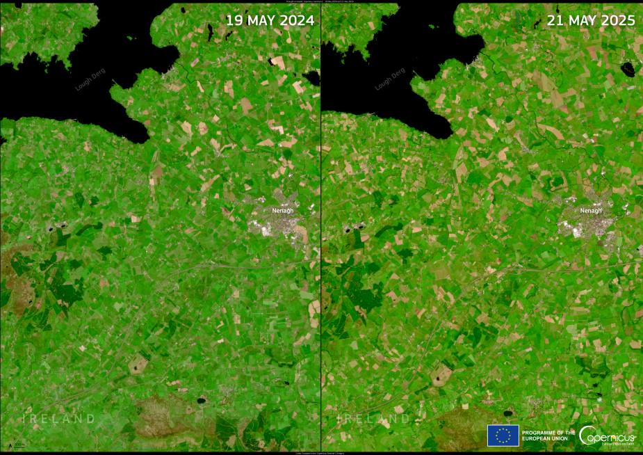 Satellite Images: Tipperary County, Ireland (s. drought)