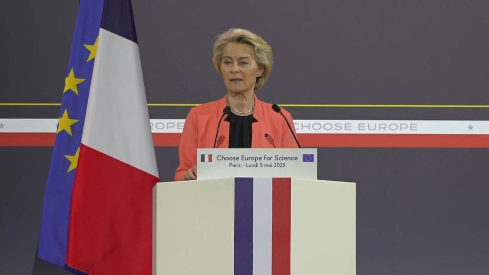 Image: European Commission President Ursula von der Leyen at the 'Choose Europe for Science' conference in Paris (5 May 2025)