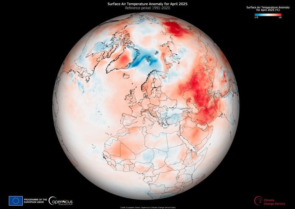 Image of the day: April 2025 ranks as second warmest April ever recorded globally