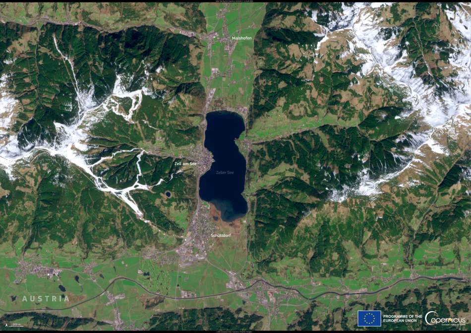 Image of the day: Alpine lake Zeller See, Austria Satellite Image: Zeller See, Austria