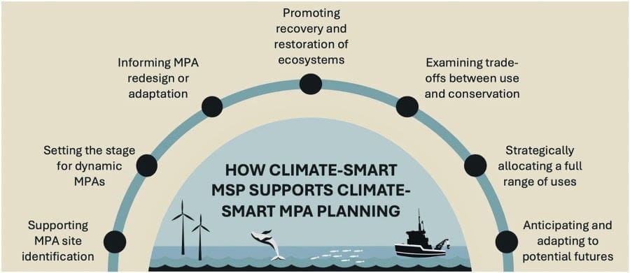 Distinguishing marine planning tools is key to climate-smart ocean solutions Image: Leveraging synergies: how climate-smart MSP can support climate-smart MPA planning (s. marine protected area, climate change, conservation)