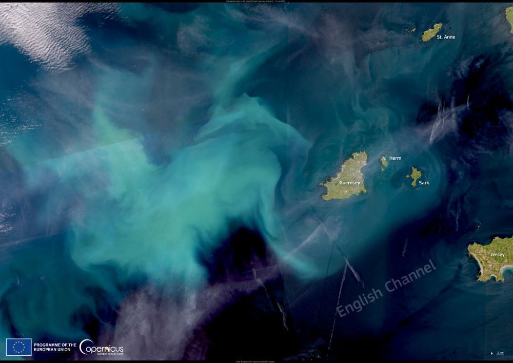 Image of the day: Spring bloom of phytoplankton in the English Channel