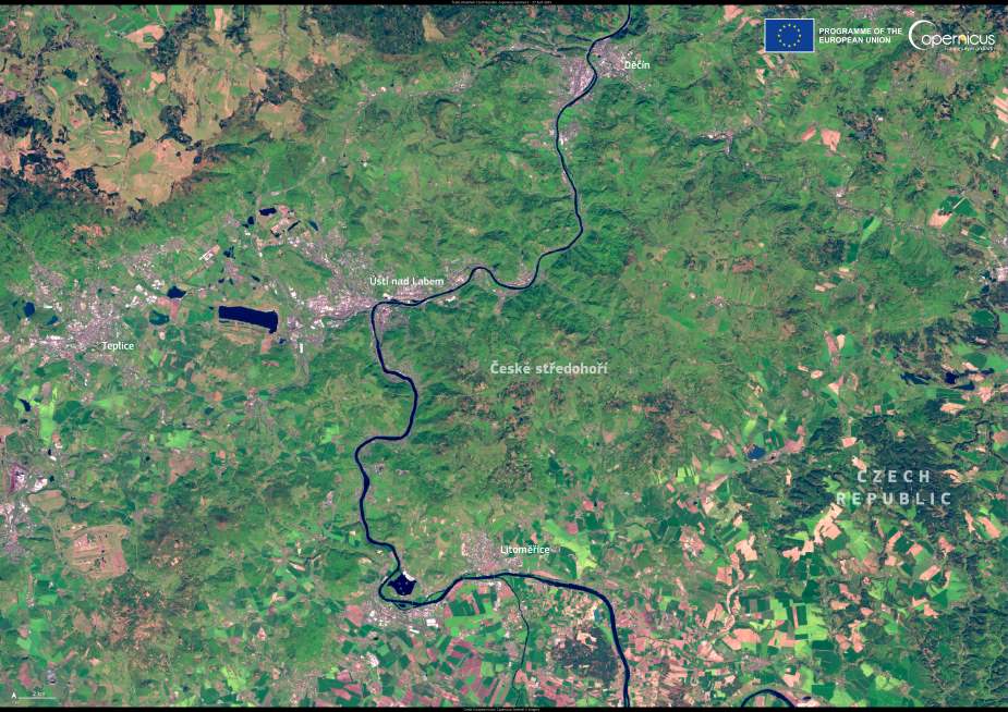Image of the day: Grassland revival brings rare species back to České Středohoří Satellite Image: Central Bohemian Uplands, Czech Republic (s. grassland resoration, sustainability)