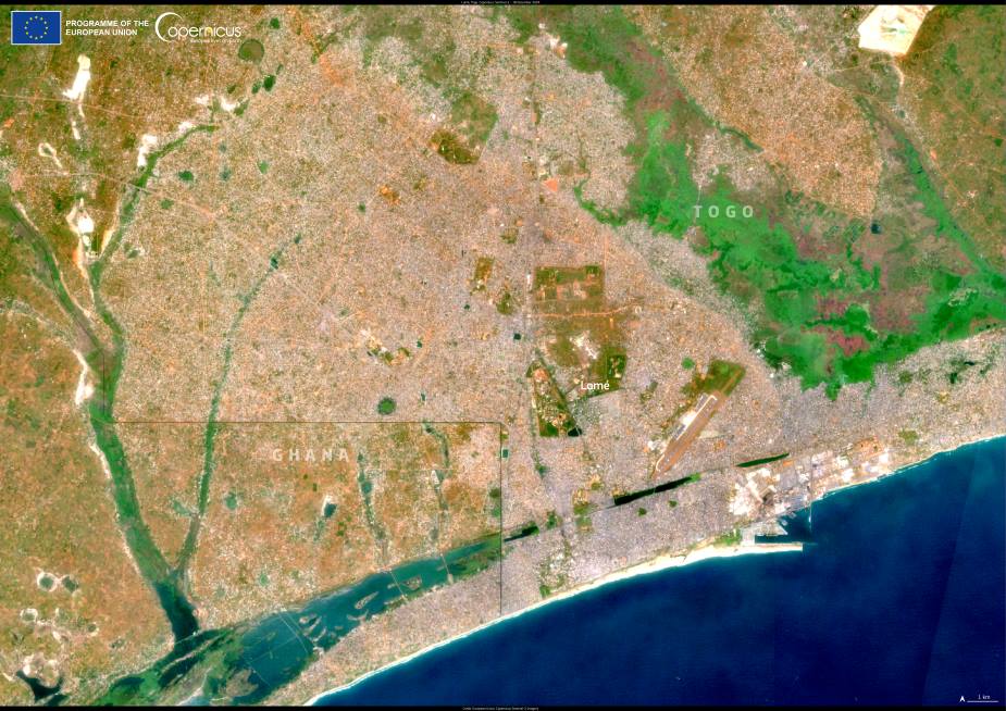 Image of the day: Urban growth meets the border in coastal Lomé Satellite Image: Lomé, Togo