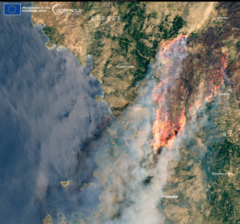 Image of the day: Smoke plume from wildfire emergency on Chios