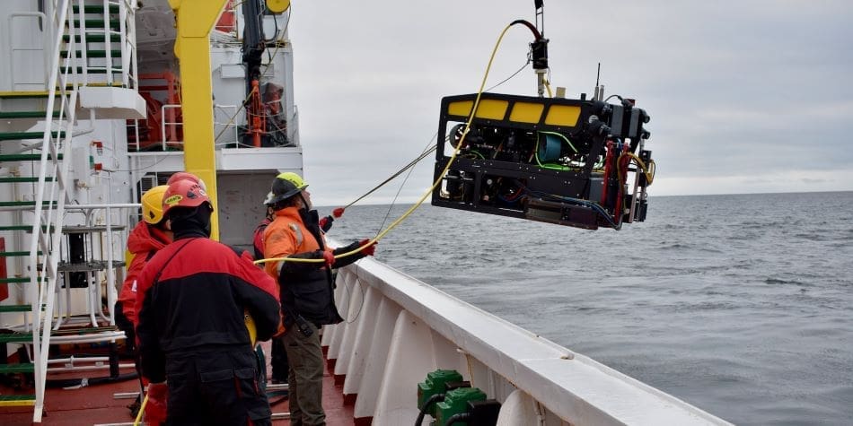 Image: Launch of MBARI's MiniROV during an international expedition to study the Arctic seafloor