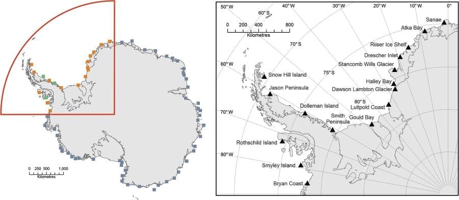 Image: Location of the breeding sites in this study (s. Emperor penguin population)