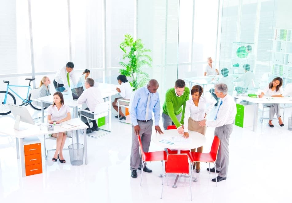 Image: Business people working in a green office