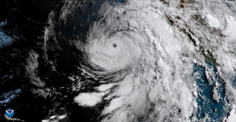Satellite Image: Hurricane Bud, shown here over Baja in 2018, extended across Mexico and left some surprising changes in its wake, UC Merced researchers found