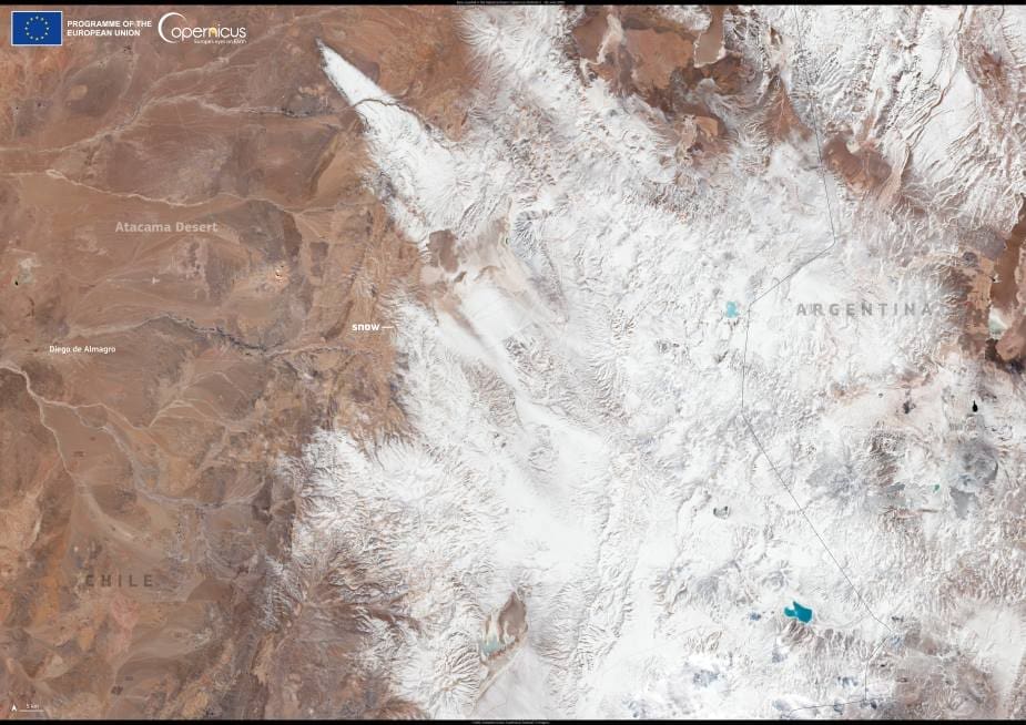 Image of the day: Snow blankets the Atacama Desert Satellite Image: Atacama Desert
