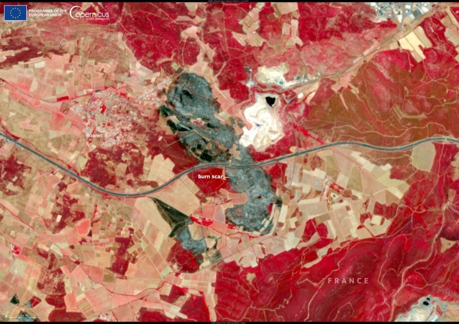 Image of the day: Burn scar from wildfire near Bizanet, France