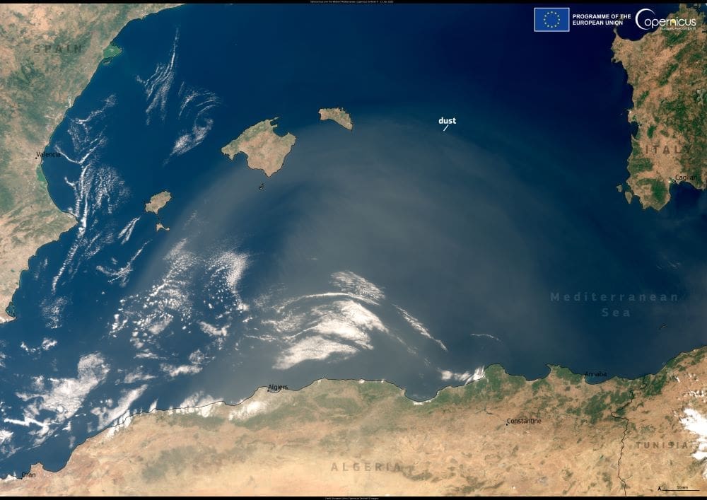 Image of the day: Saharan dust sweeps over western Mediterranean