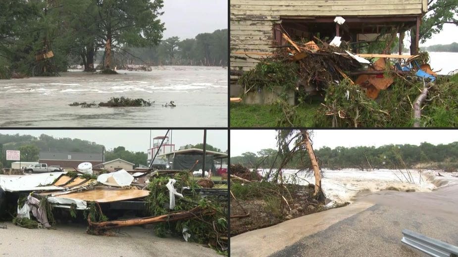 Texas flood toll rises to 24 as rescuers search for missing children Image: collage of images (s, flood, Texas, climate change)