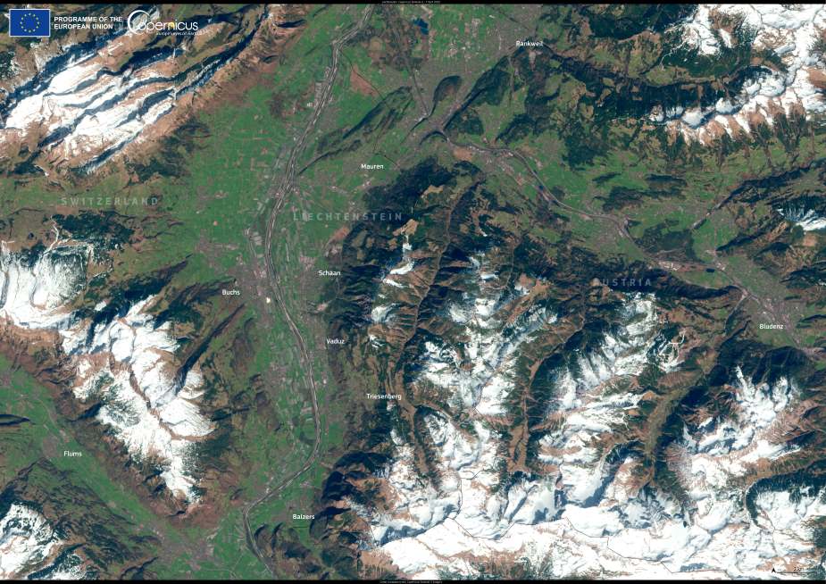 Image of the day: Spring landscapes of alpine Liechtenstein Satellite Image: landscapes of alpine Liechtenstein