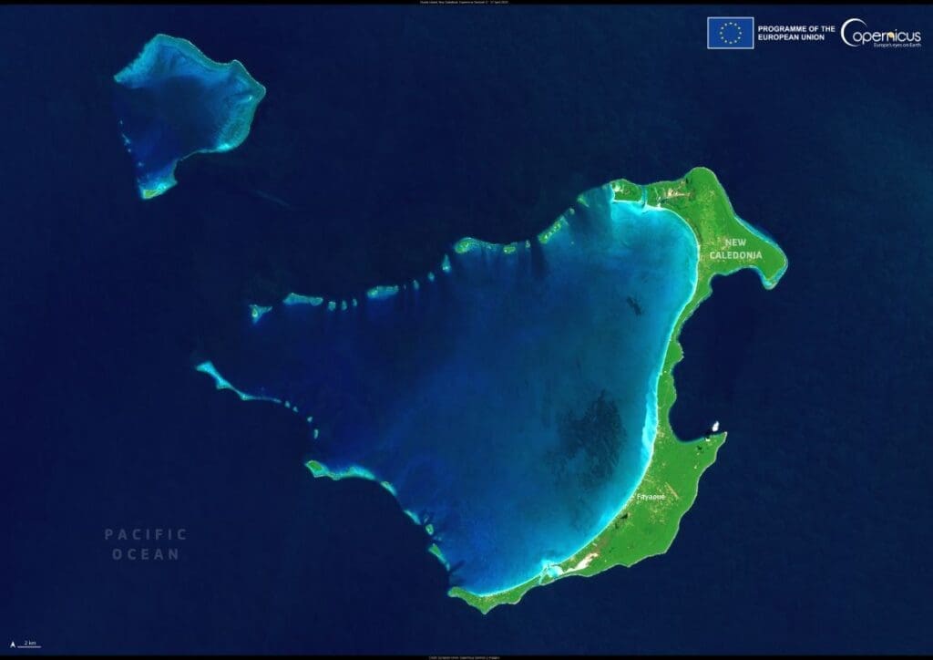 Image of the day: Lagoon and reef symphony of Ouvéa Island Satellite Image: Ouvéa Island, New Caledonia (s. ouvea island heritage)