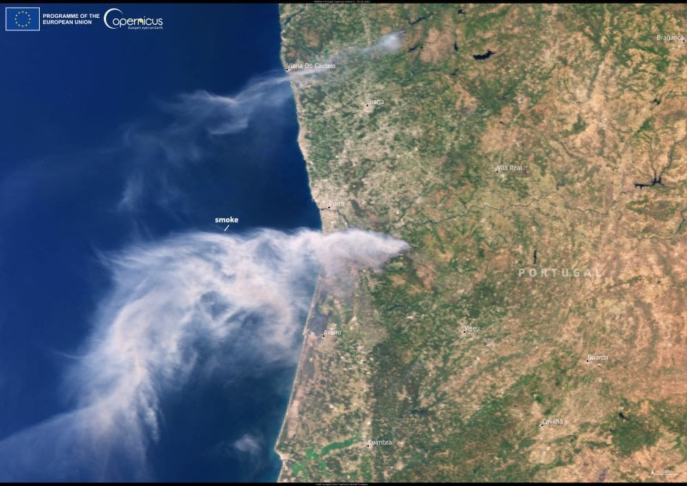 Satellite Image: Arouca area wildfires , Portugal