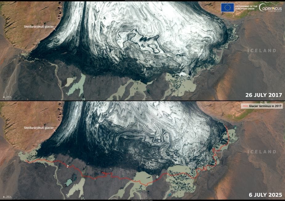Image of the day: Dramatic retreat of Iceland’s Skeiðarárjökull glacier Satellite Images: The Skeiðarárjökull glacier, Iceland